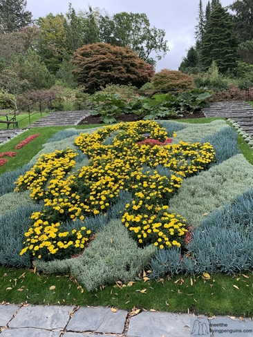El emblema de Gotemburgo hecho con flores en el Jardín Botánico